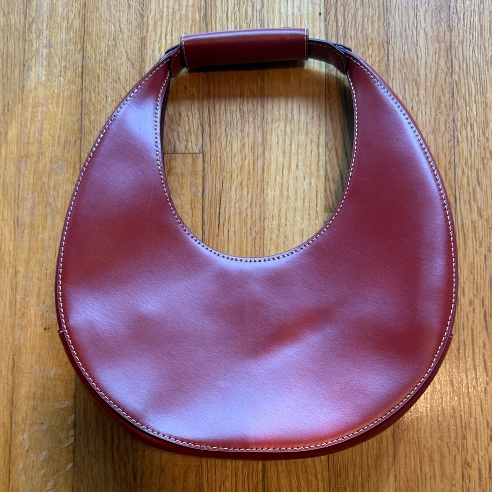 STAUD Rich Red Leather Shoulder Bag